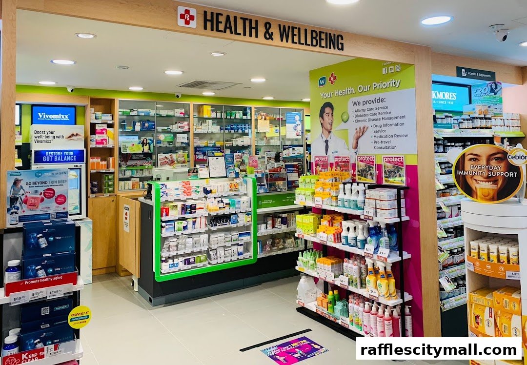 Interior view of a Watsons pharmacy with shelves stocked with health and beauty products.