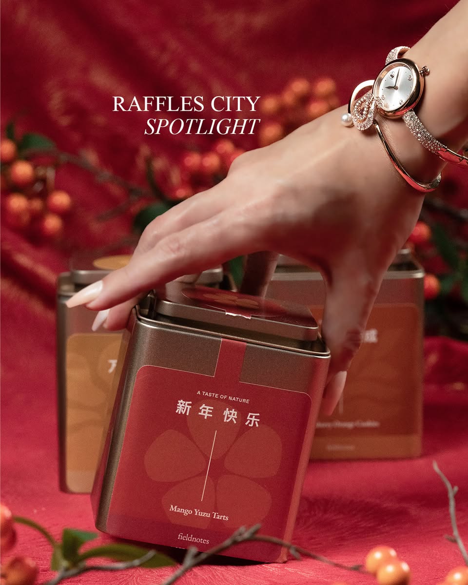 A sophisticated display of sculptural desserts and luxury accessories.