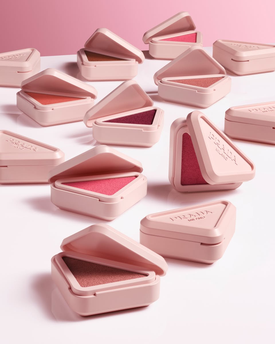 Prada Touch blush compacts in pink, mauve, and bronze shades
