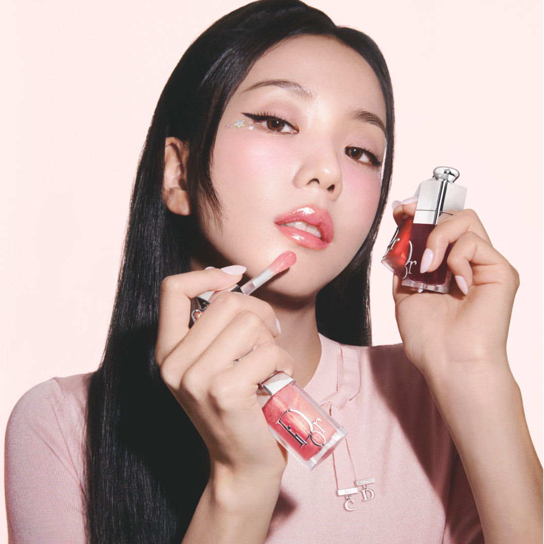 Close-up of the Dior Addict lip oil applicator and high-shine texture